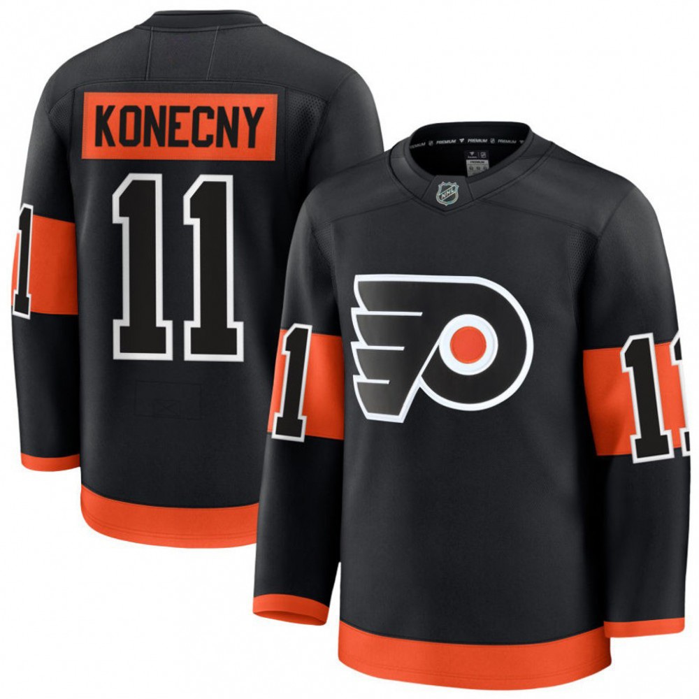 Men's Philadelphia Flyers Travis Konecny Black Alternate Premium Jersey-Pro Kit Vault | Brand New 26/27 Sports Jerseys
